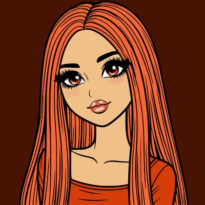 realistic girl with straight and long hair