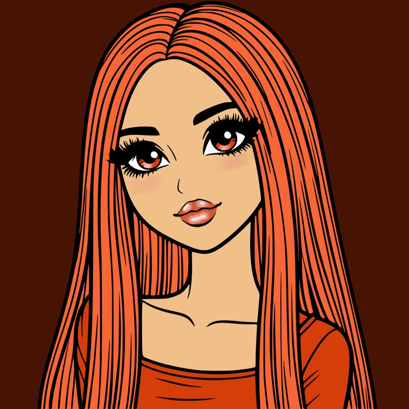 realistic girl with straight and long hair