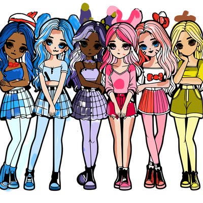 a group of girls realistic