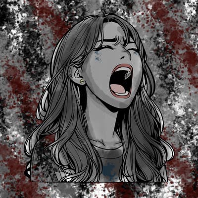 screaming realistic, girl