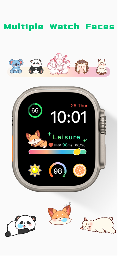 LemonHRV: Stress HRV for Watch - LemonHRVアプリのApple Watch用のカスタマイズ可能なキュートなアニマルウォッチフェイス