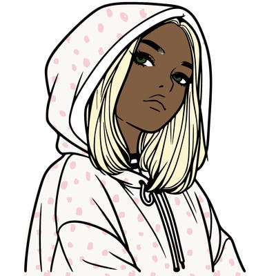 a realistic girl in a hoodie