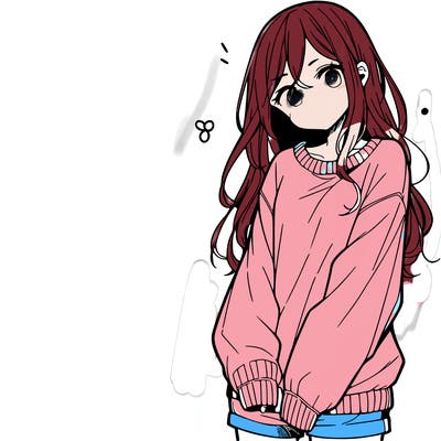 manga teen girl  in a sweater and baggy pants