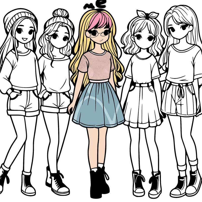 a group of five girls