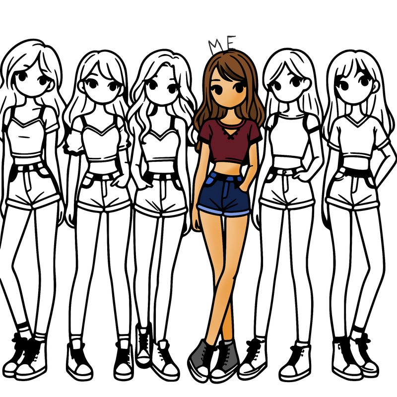 a group of girls wearing crop tops and shorts