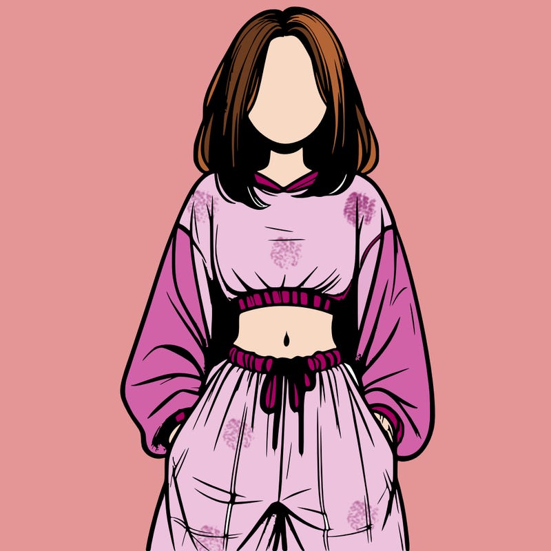 realistic girl faceless with baggy pants and a crop top