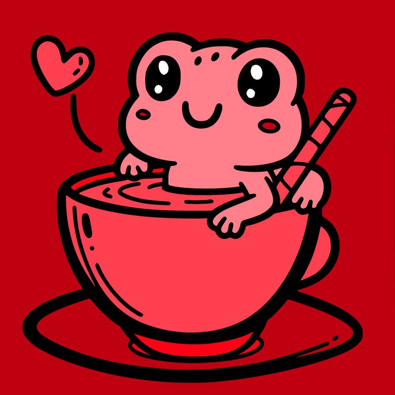 cute frog in a tea cup