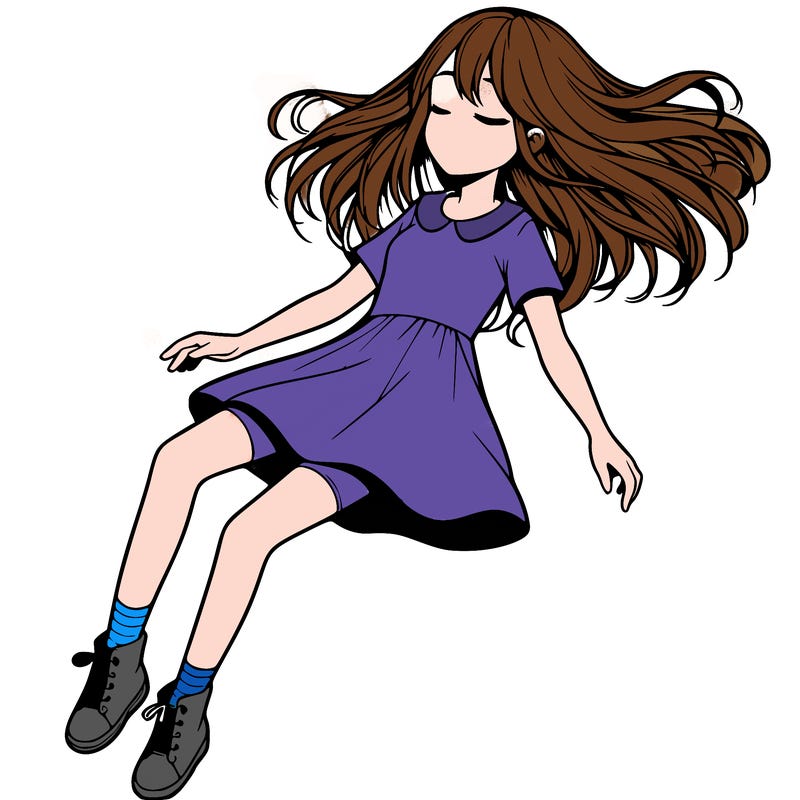 realistic girl floating