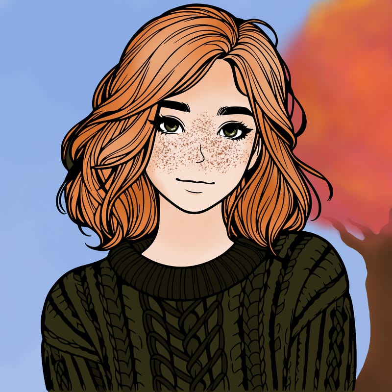 realistic girl in a cozy sweater