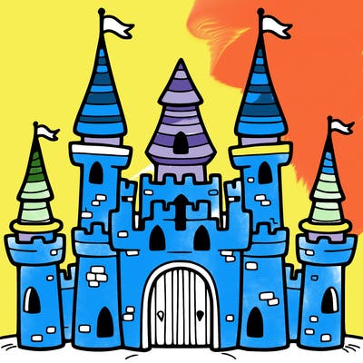 a simple, cute castle with towers