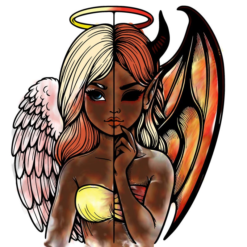 realistic angel half demon