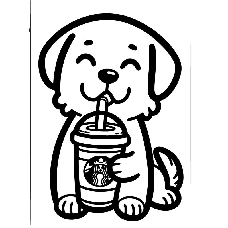 dog that is drinking starbucks