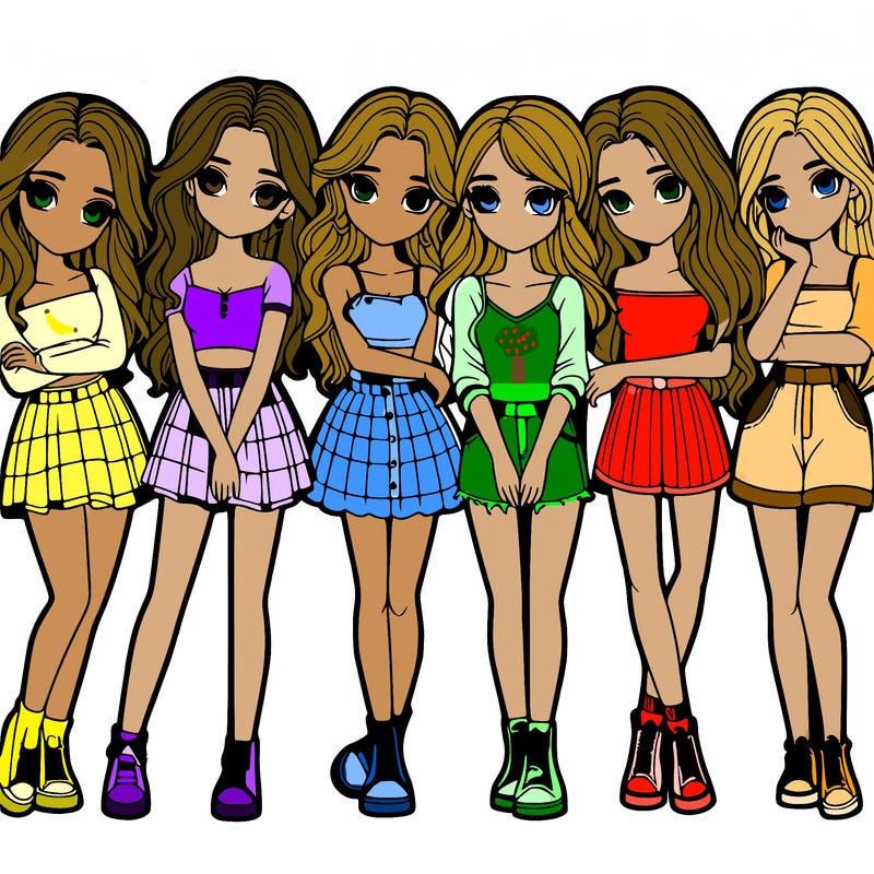 a group of girls realistic