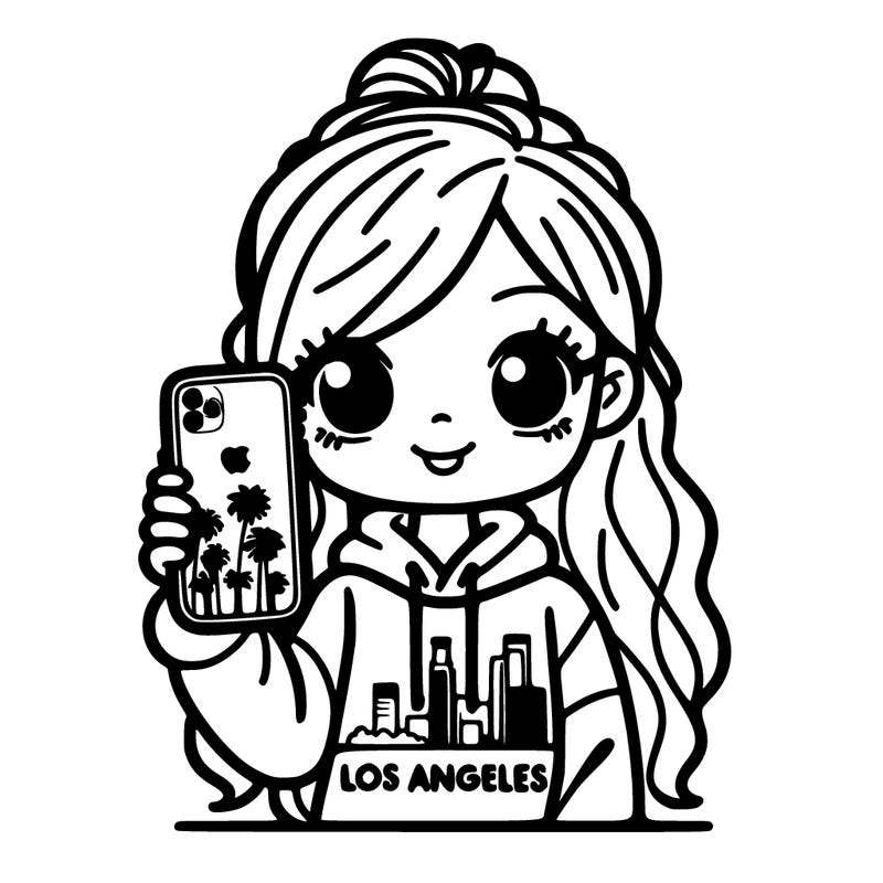los angeles girl with a iphone