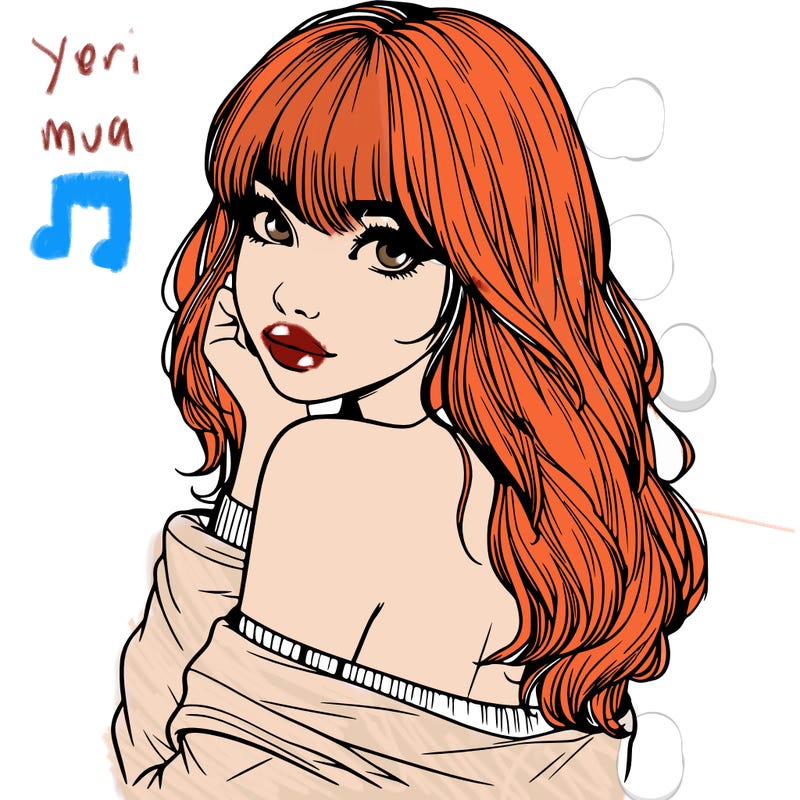 realistic girl with bangs looking over her shoulder