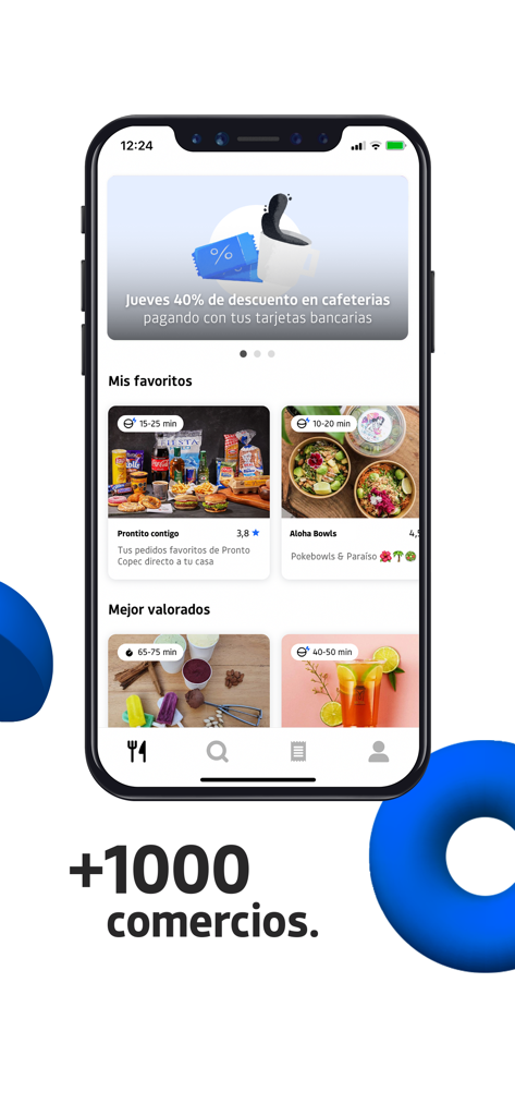 Tela inicial do aplicativo de entrega de comida Justo exibindo opções de restaurante e ofertas especiais em um iPhone