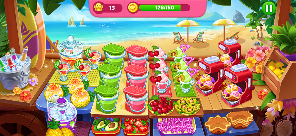 Tropical beach restaurant gameplay in Cooking Diner Chef Game
