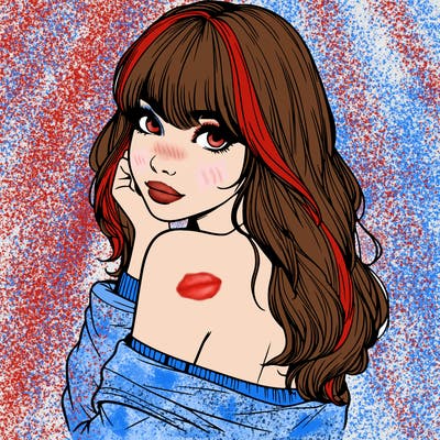 realistic girl with bangs looking over her shoulder