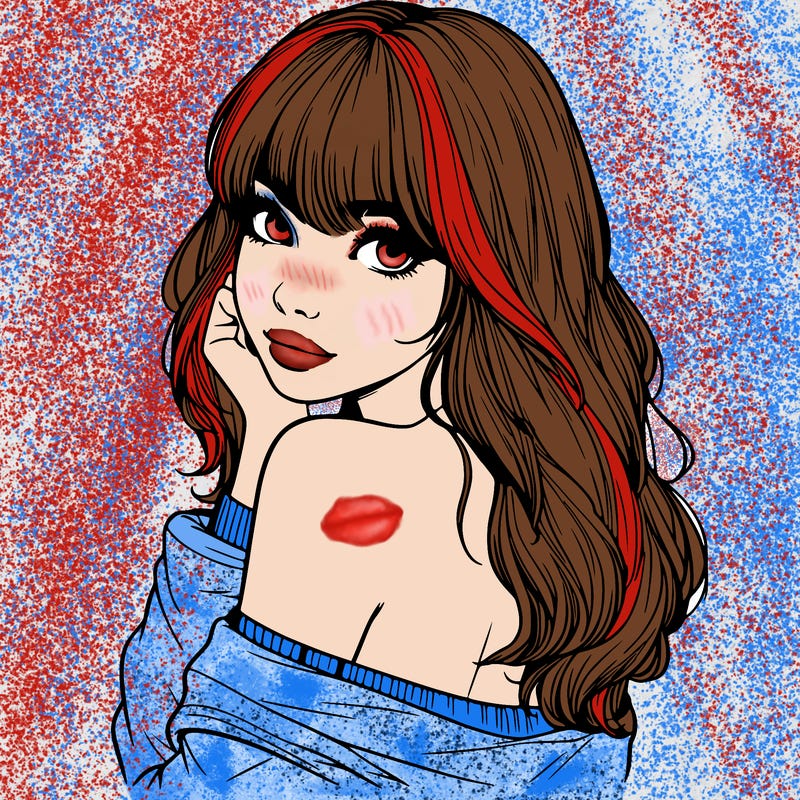 realistic girl with bangs looking over her shoulder