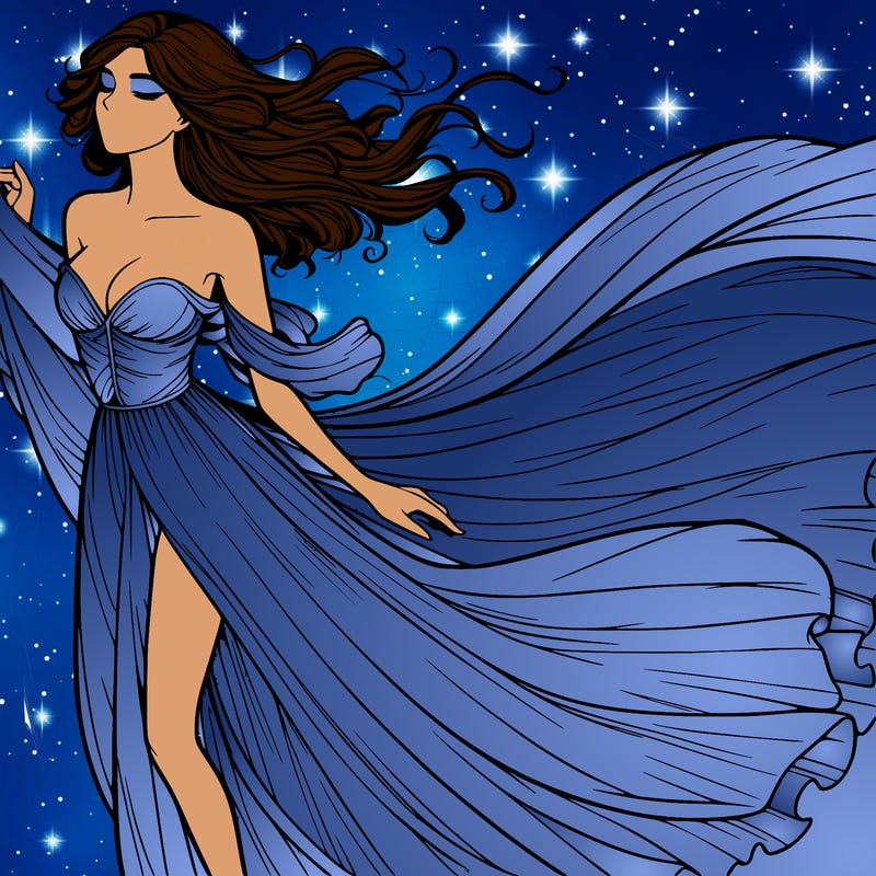 realistic woman in dress flowing the the wind