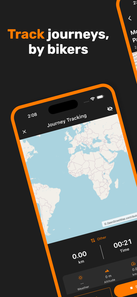 orRound - Journey Tracker - orRound App-Oberfläche zeigt Live-GPS-Reiseverfolgung mit Karte und Reise-Statistiken