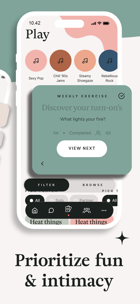 Coral: Couples & Relationship - Coral app interface featuring relationship exercises and music for intimacy