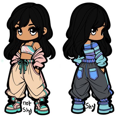 girl in crop top and baggy pants