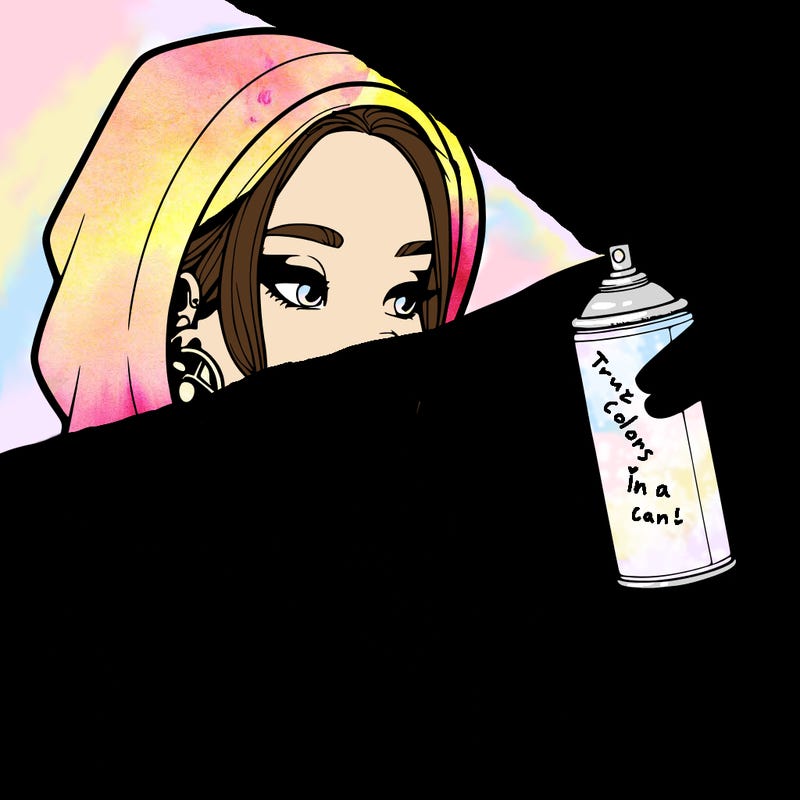 a realistic girl, spray painting