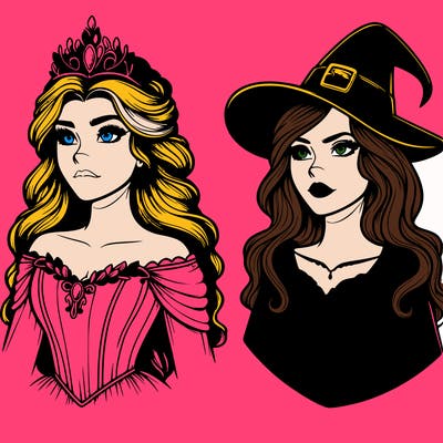 princess and witch realistic