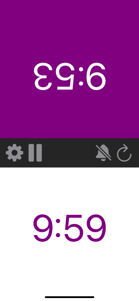 Chess.clock - Interface minimalista de cronômetro de xadrez duplo com contagens regressivas roxas e brancas para dois jogadores