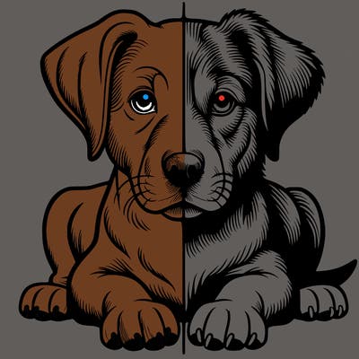 realistic dog split picture