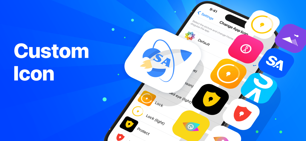 A variety of customizable app icons to disguise the Secret Photo Album vault on a home screen.
