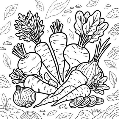 Delight in the wholesome charm of our Root Vegetables coloring page, crafted especially for seniors. With bold lines and generous spaces, it offers a wonderfully relaxing and accessible coloring experience.