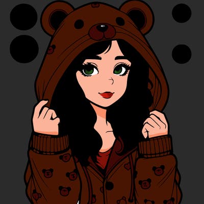 realistic girl in a animal pjs hoodie