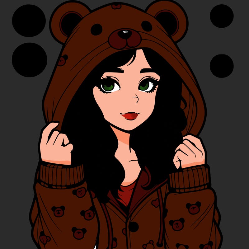 realistic girl in a animal pjs hoodie