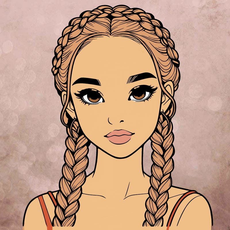 realistic girl with braids