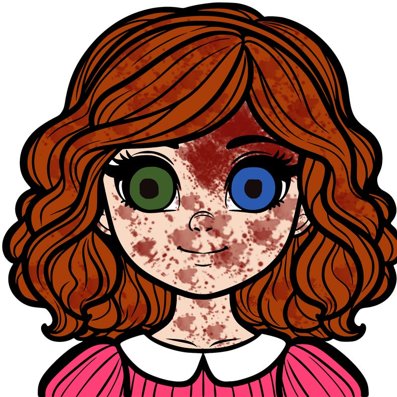 a girl with glowing eyes