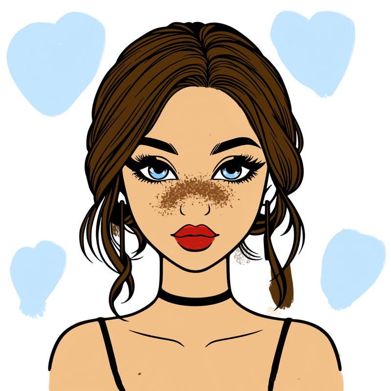 realistic girl with makeup on