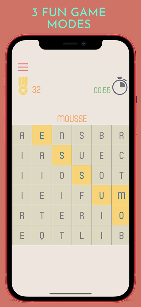 A smartphone screen displaying a word search grid from the Word Connect Puzzle game with a highlighted diagonal word.