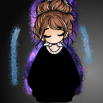 girl with baggy sweatshirt and messy bun