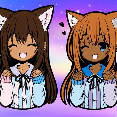 happy girl anime cat ears