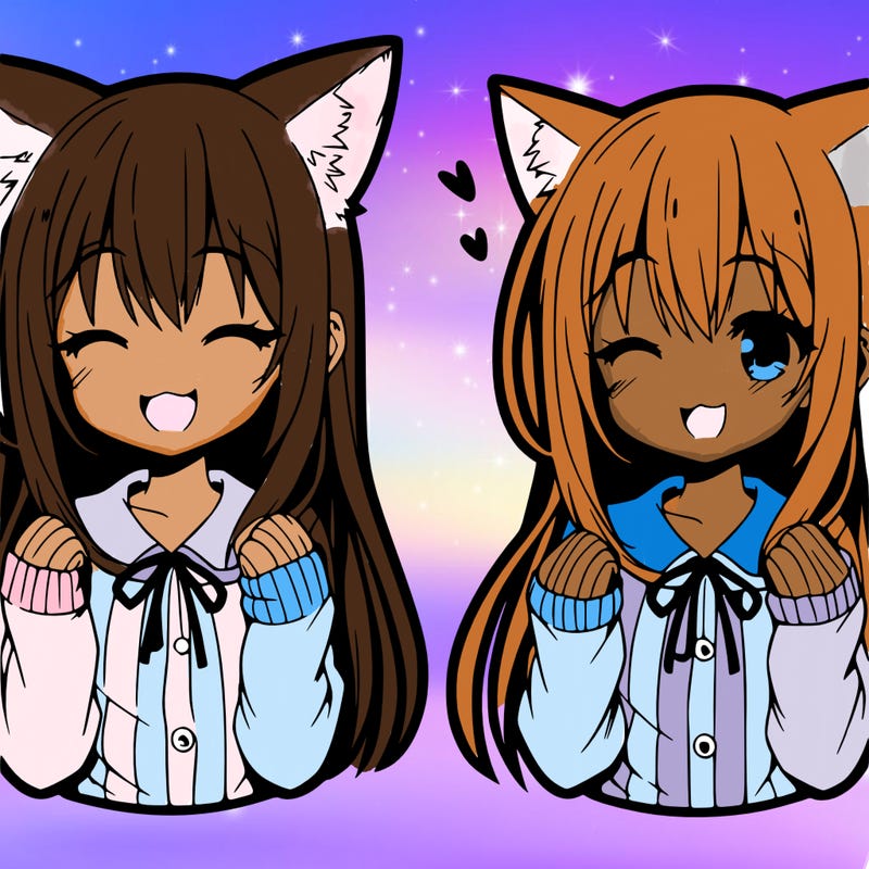 happy girl anime cat ears