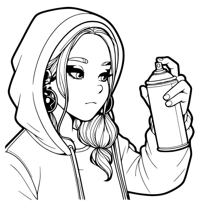a realistic girl, spray painting