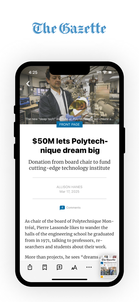 Montreal Gazette ePaper - Montreal Gazette ePaper mobile app showing a local news article