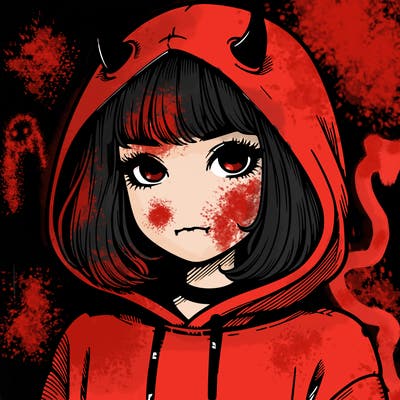 realistic girl with devil hoodie