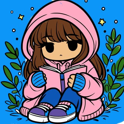 girl in oversized hoodie reading a book