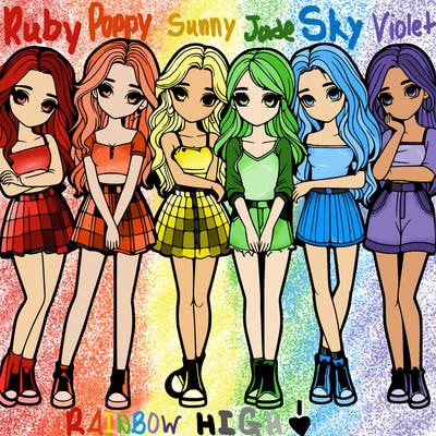 a group of girls realistic