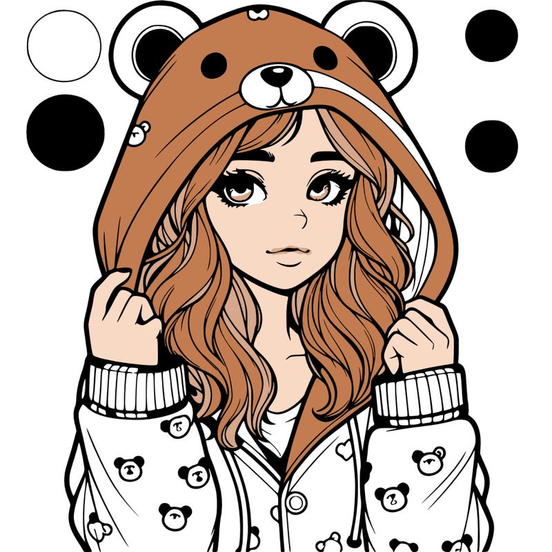 realistic girl in a animal pjs hoodie