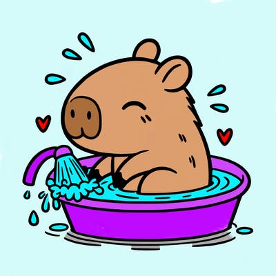capybara taking a bath