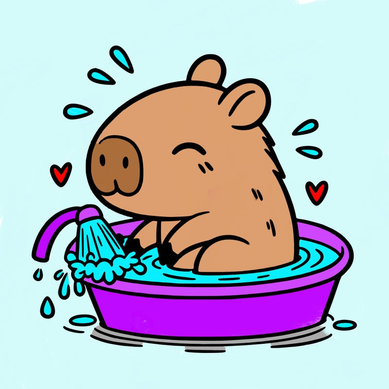 capybara taking a bath